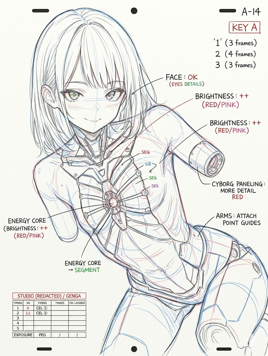 アニメ原画風サイボーグ００1_バーサー娘：鮎川早紀γ