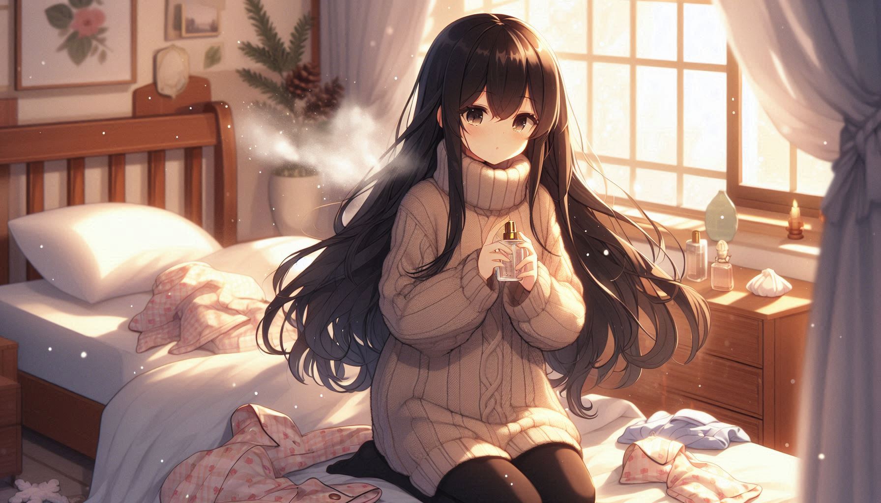 目覚めたての身支度とタートルネック | の人気AIイラスト・グラビア