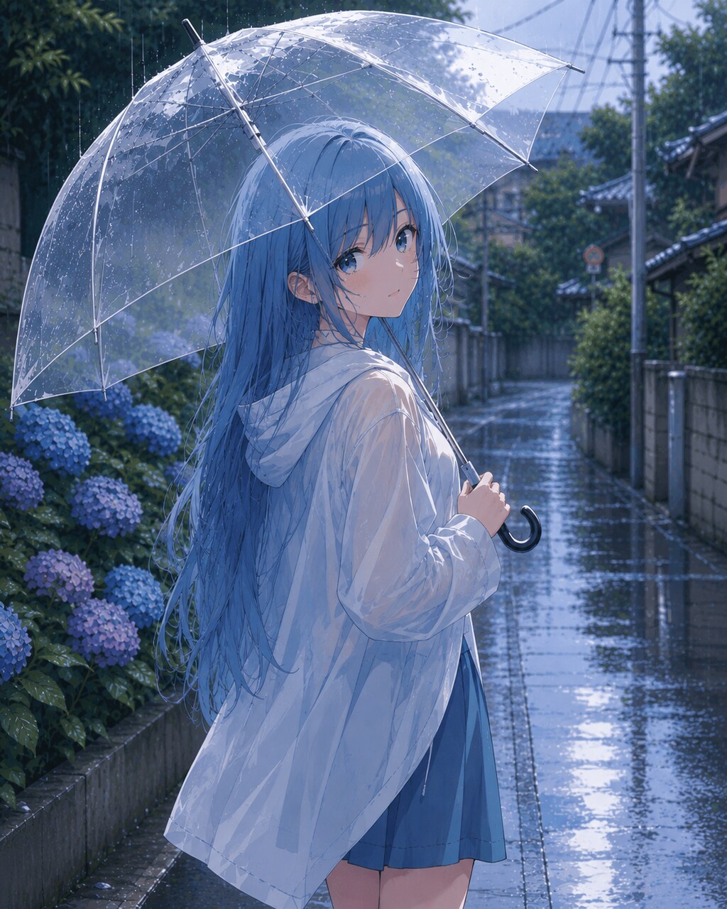 雨の中