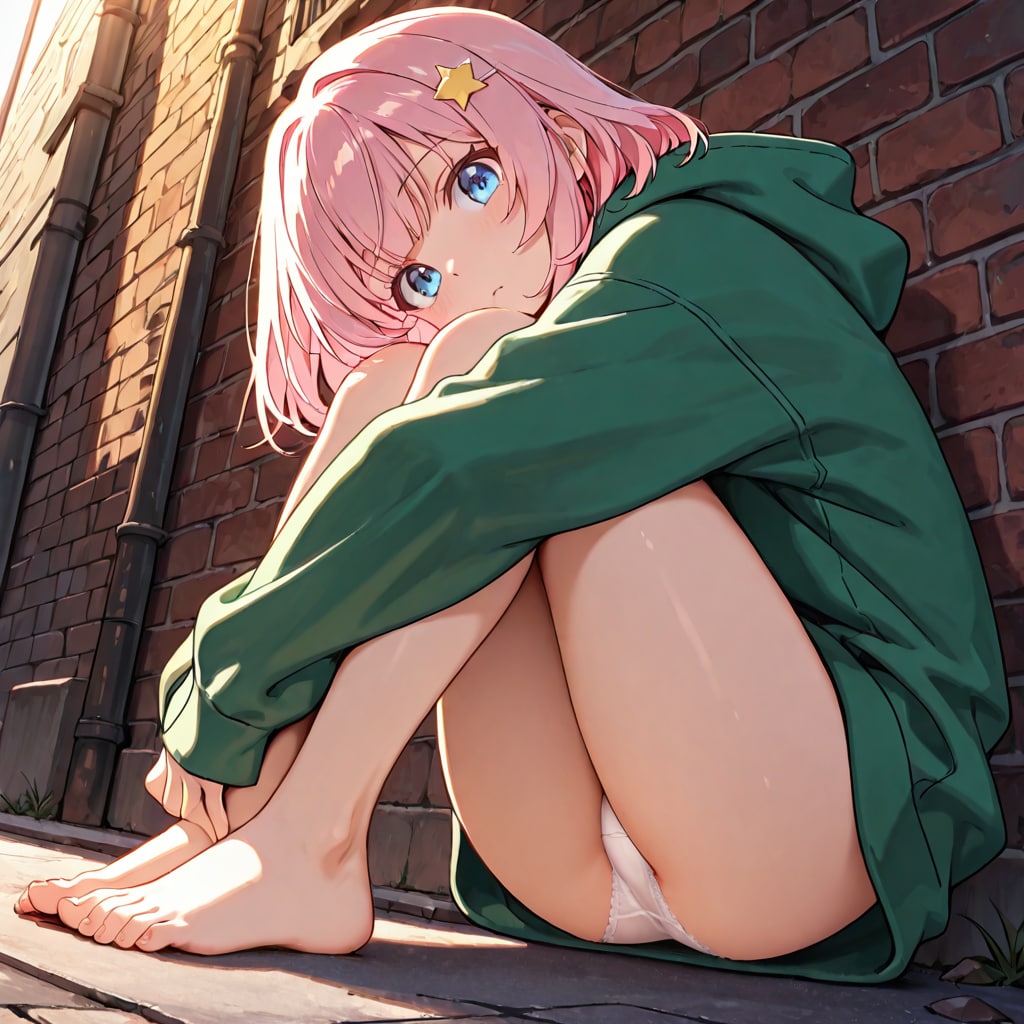 パーカーでパンチラ