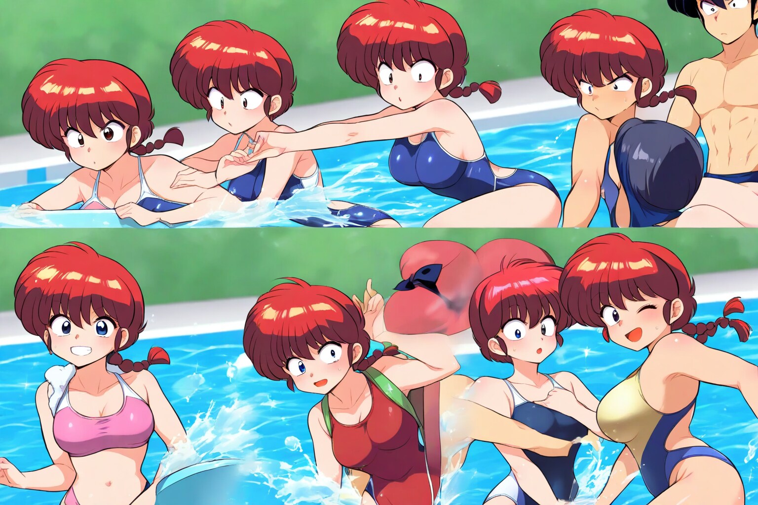 らんまだらけのプール遊び！