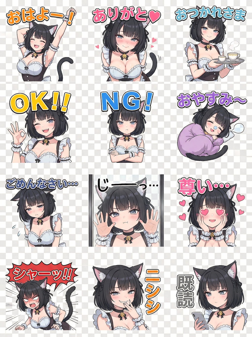 Cat Maid Sticker Set