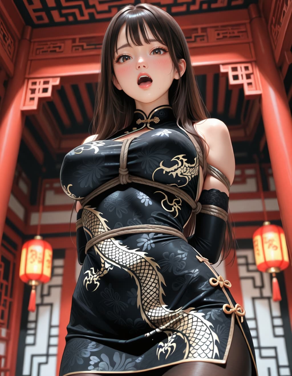 チャイナドレス緊縛
