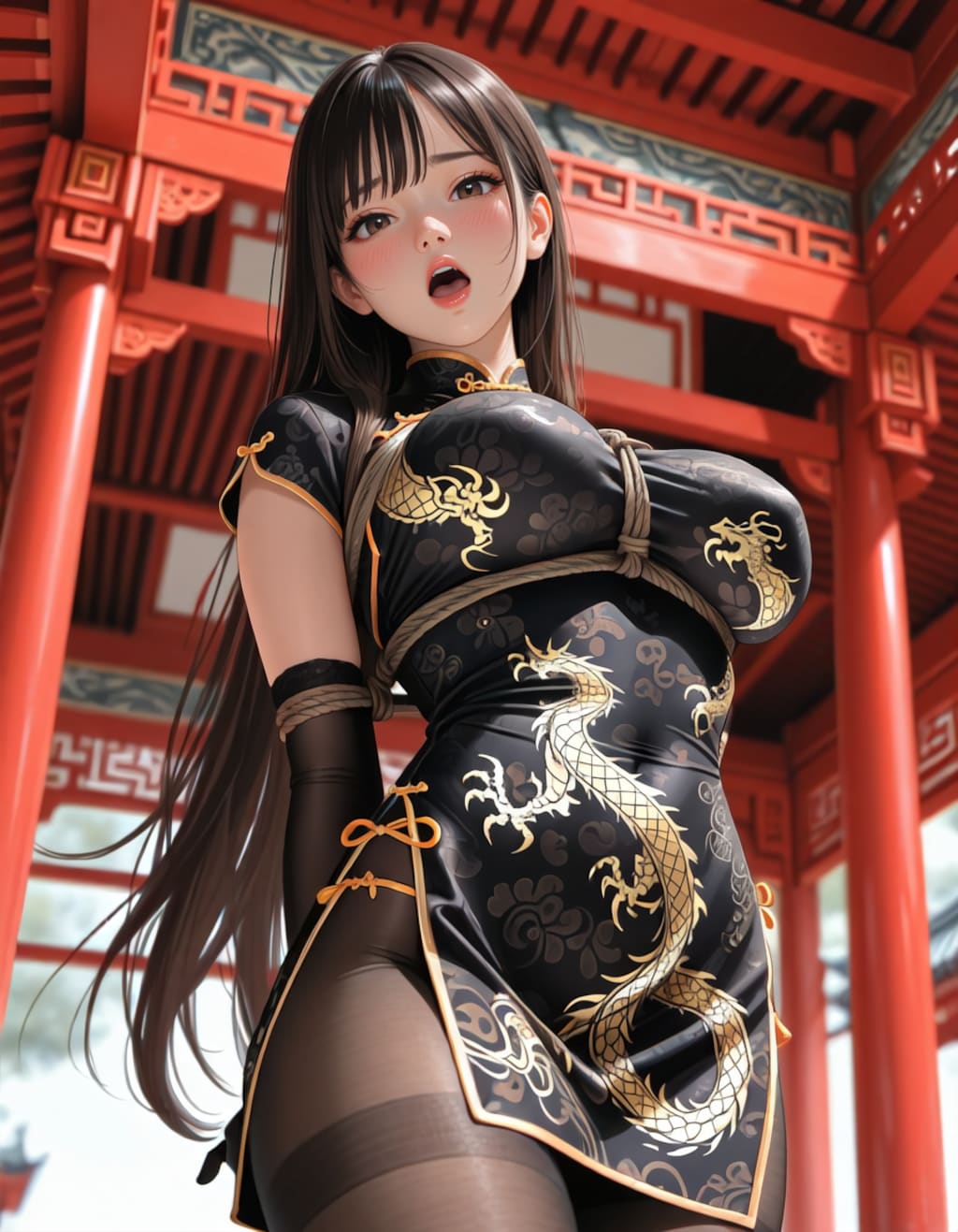 チャイナドレス緊縛