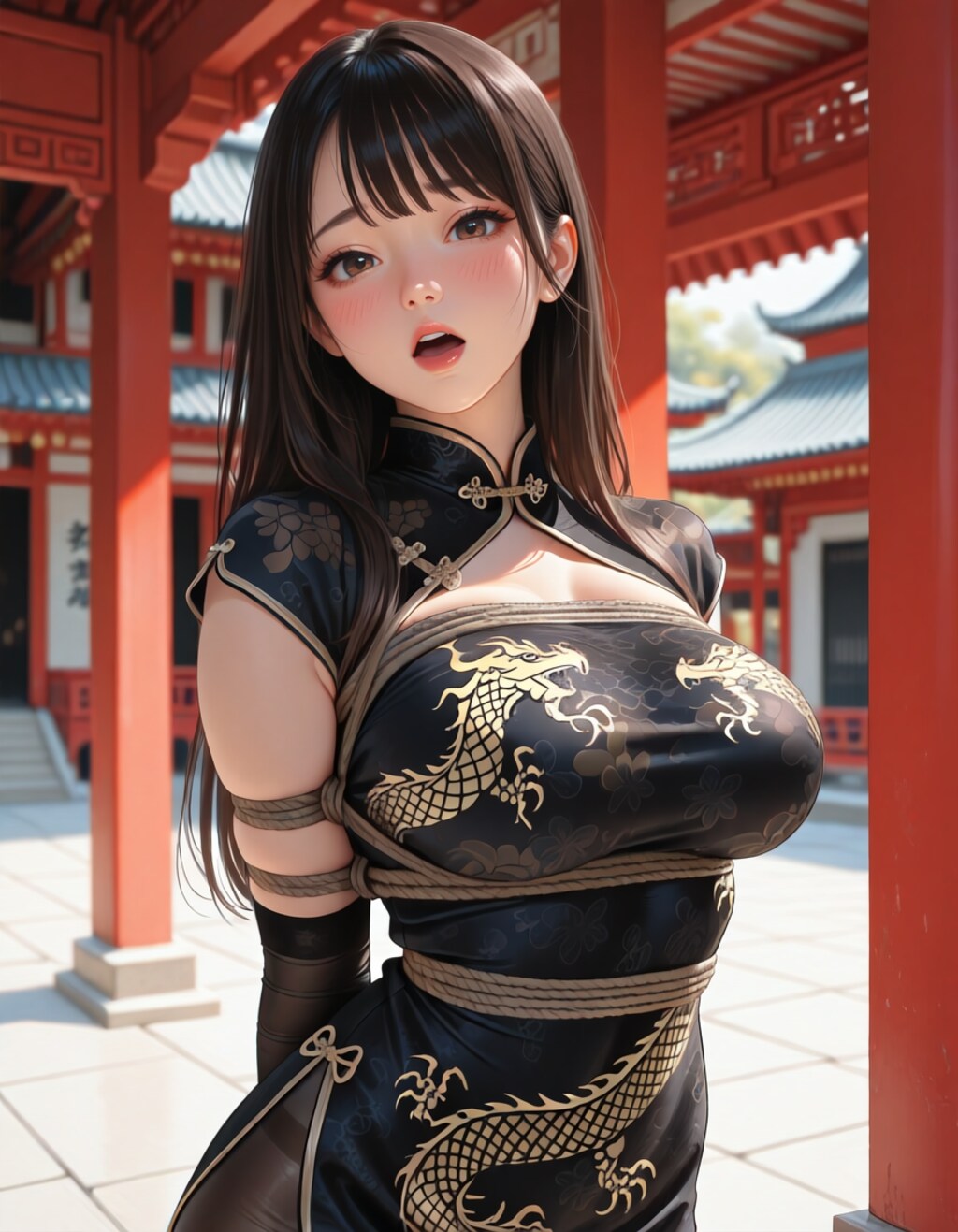 チャイナドレス緊縛