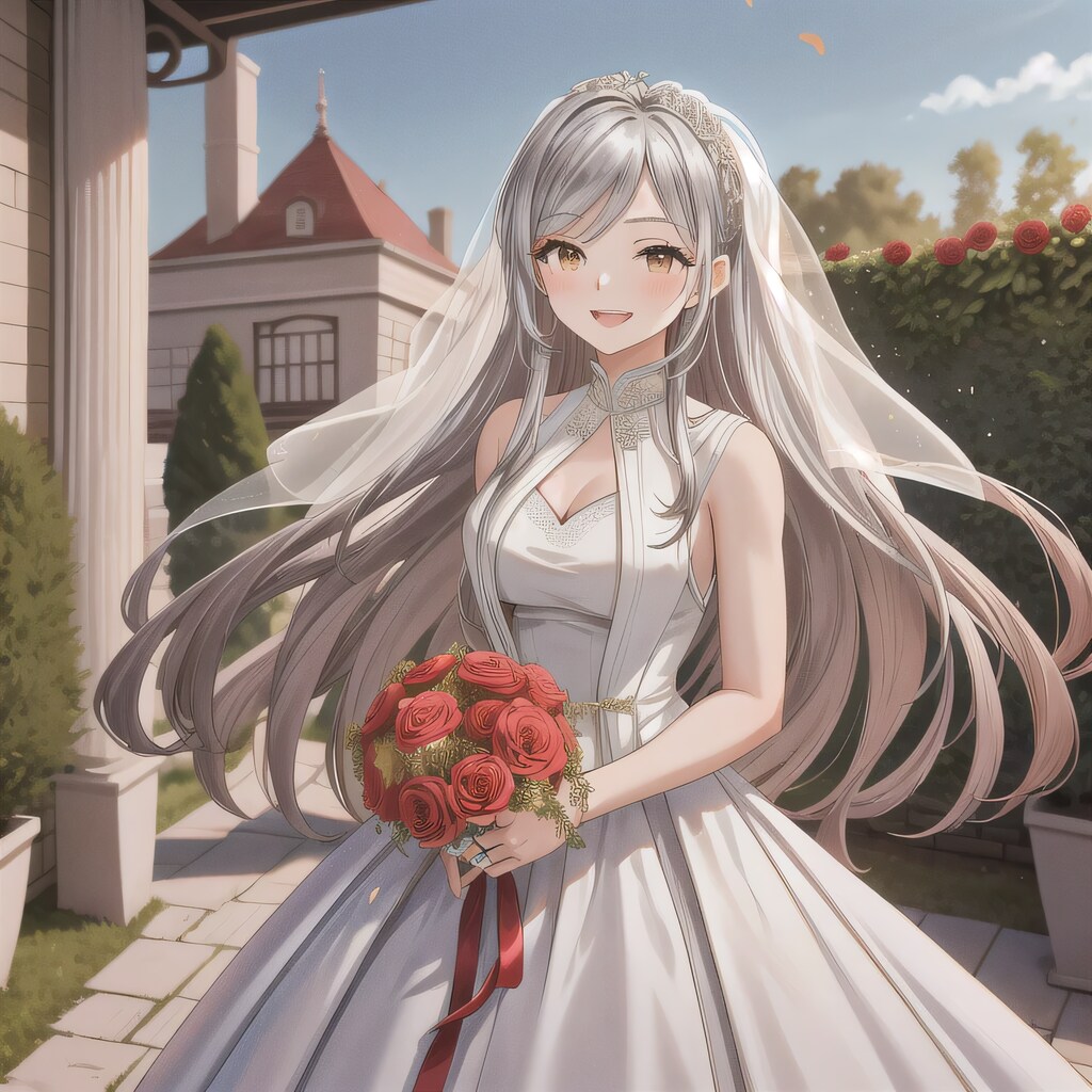 銀髪ロングでウェディングドレスの少女１６