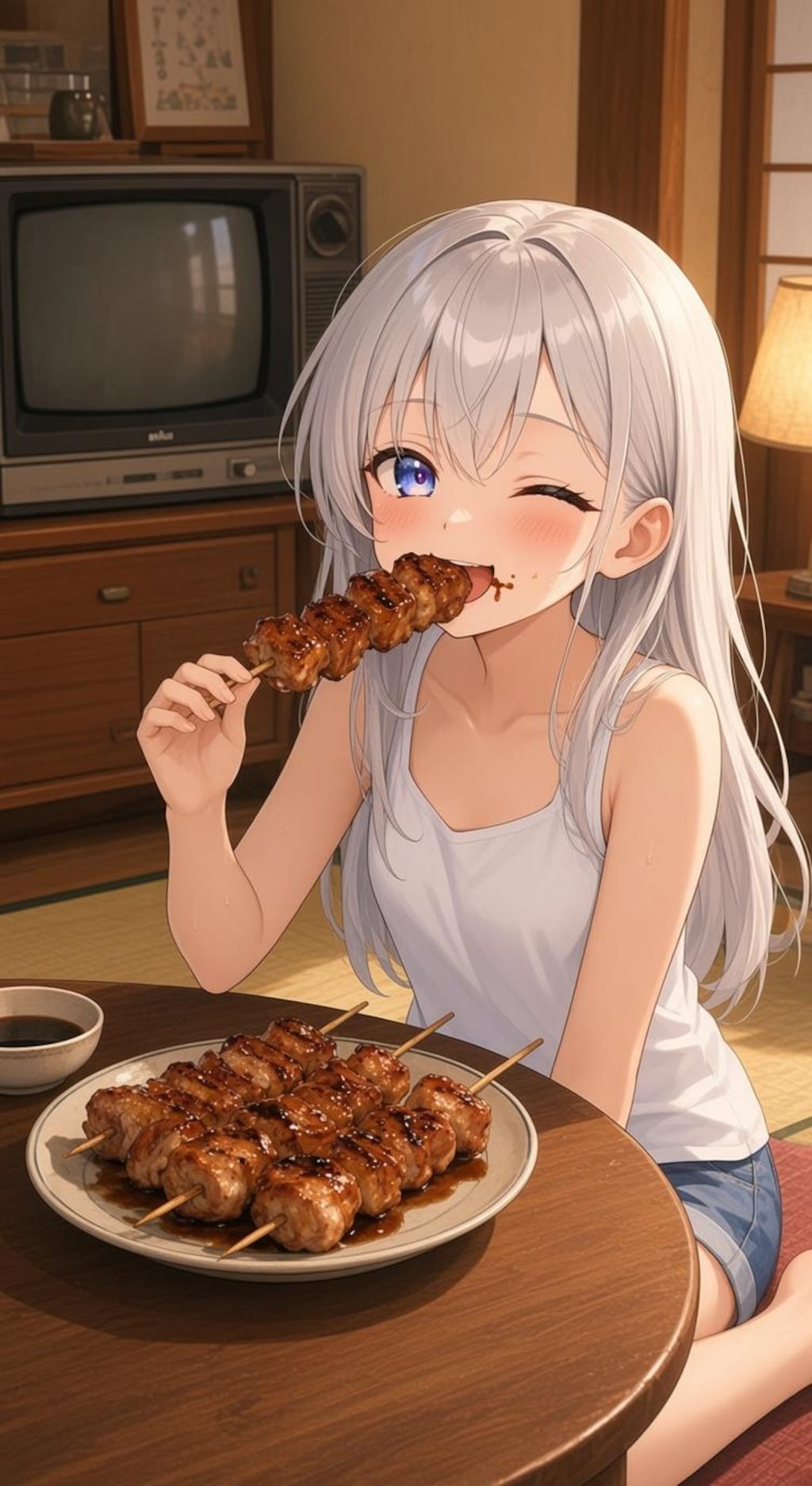 わーい焼き鳥〜♪美味しい〜♪