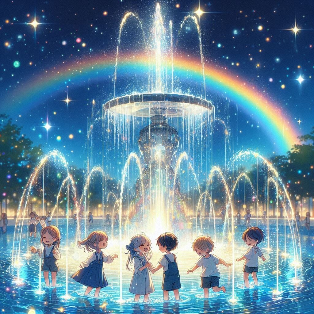 きらきら噴水遊び