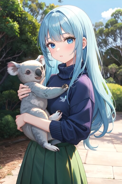 コアラを抱く