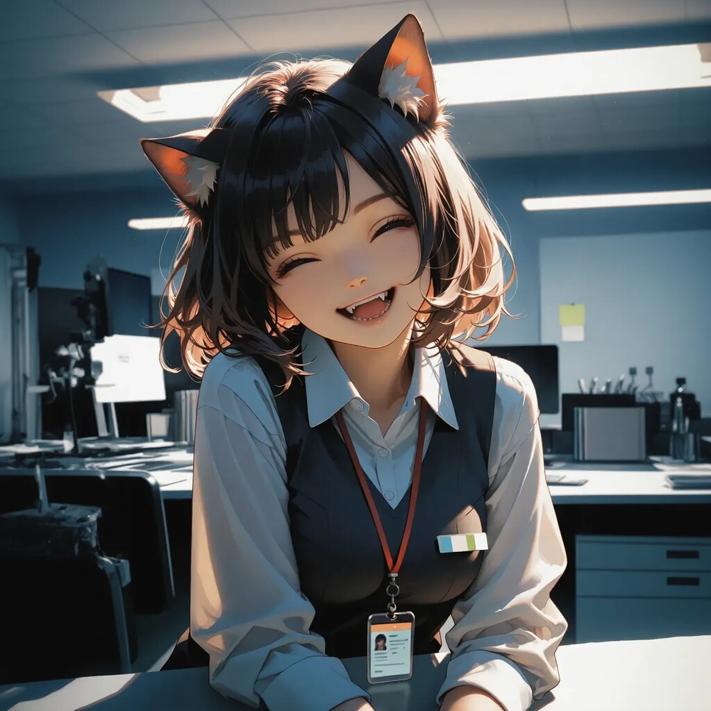 「うちの会社にも、ネコミミ社員が入った。かわいい！」