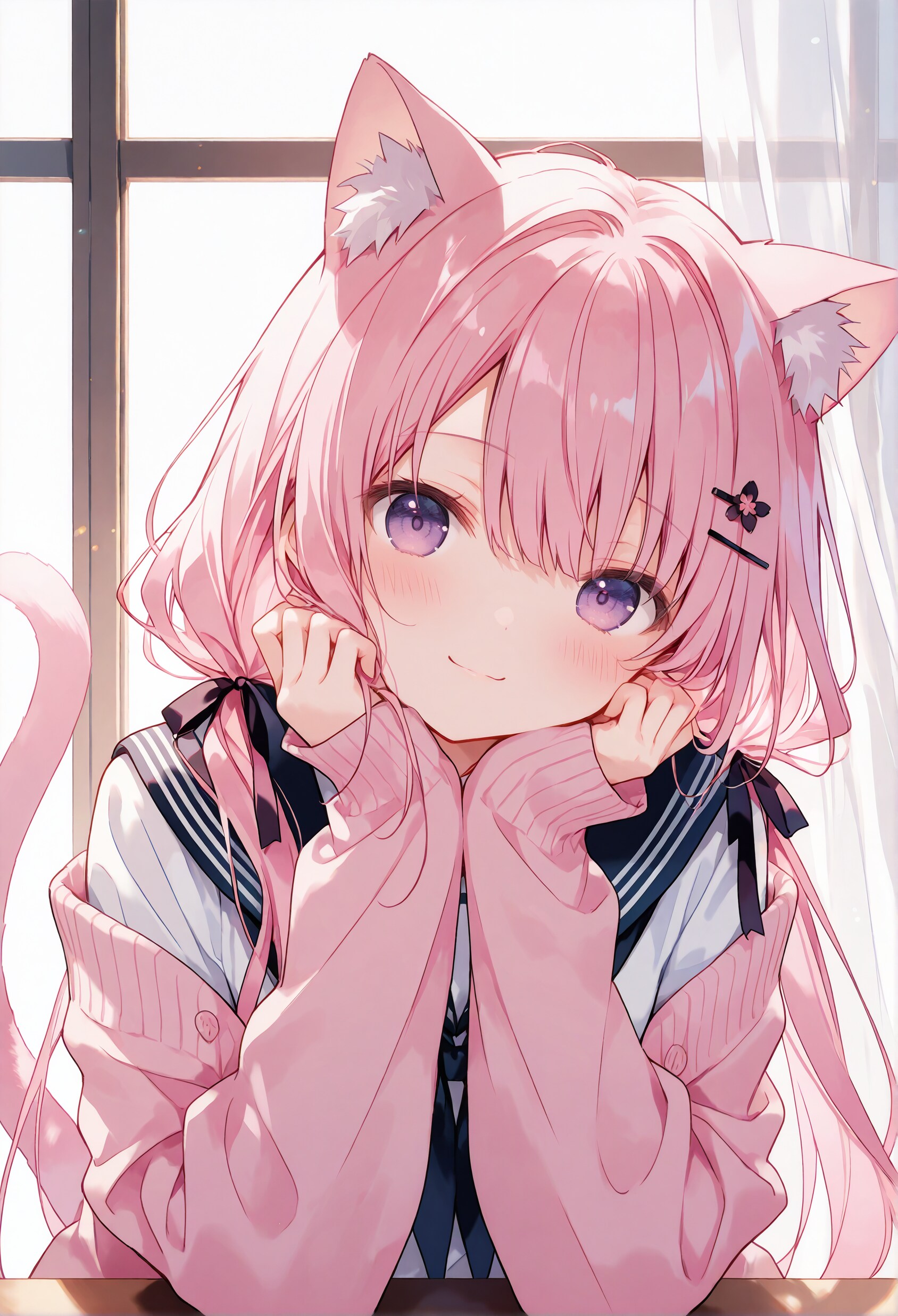 桃色カーディガンの温もり | の人気AIイラスト・グラビア