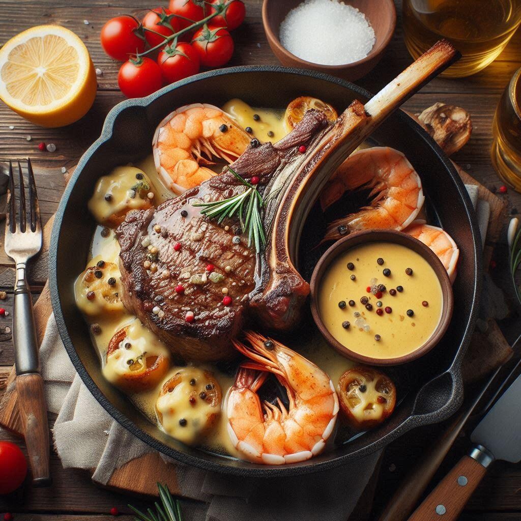 こんがり肉にエビとチーズとスパイス