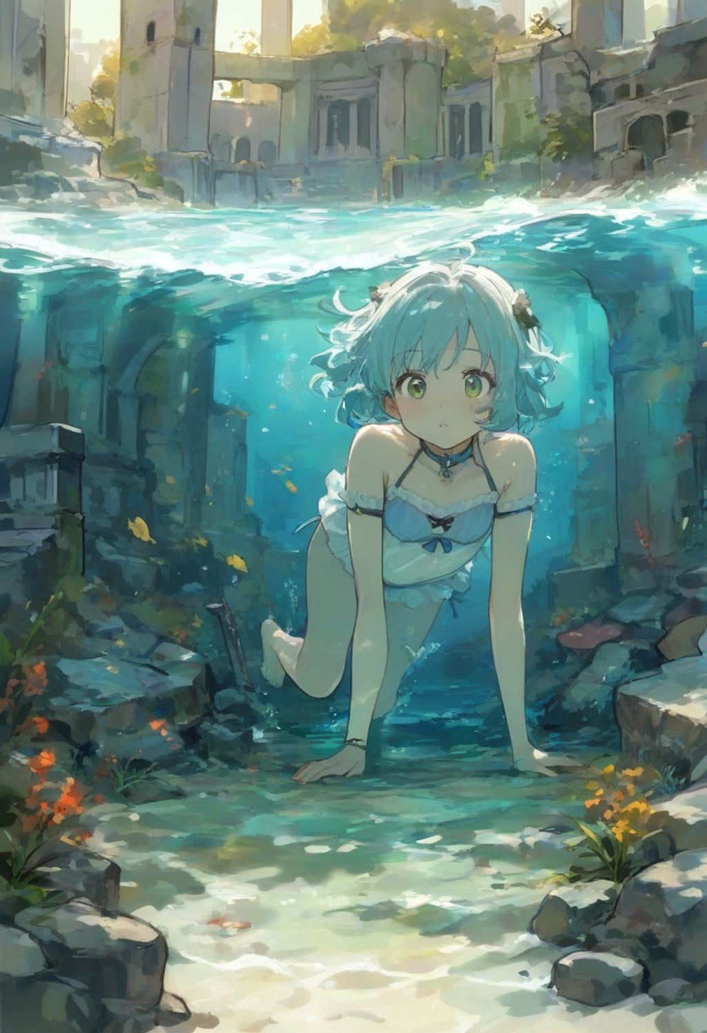 水に沈んだ都市(水彩タッチ)(23)