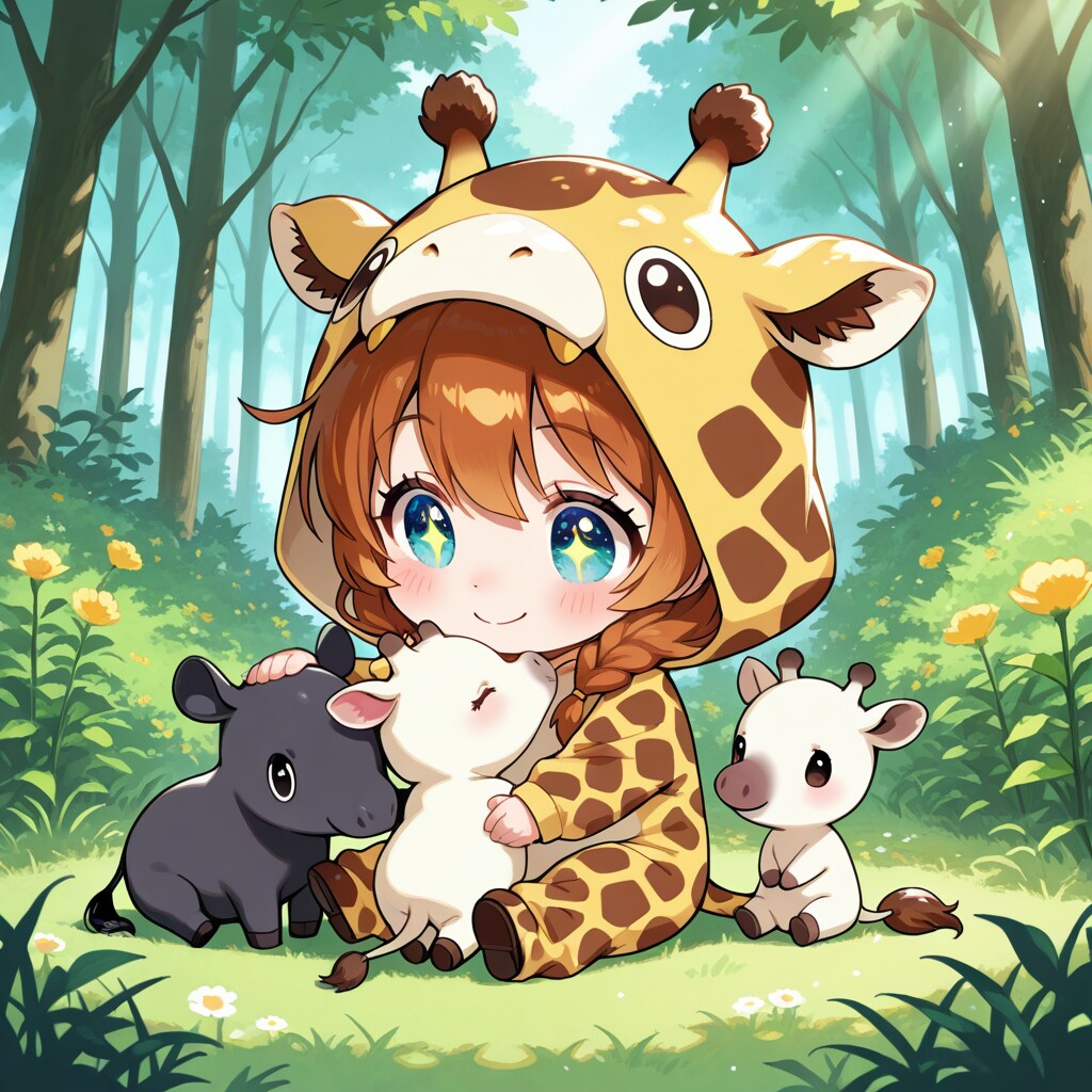 バクとなかよしキリン着ぐるみちび子ちゃん | の人気AIイラスト・グラビア