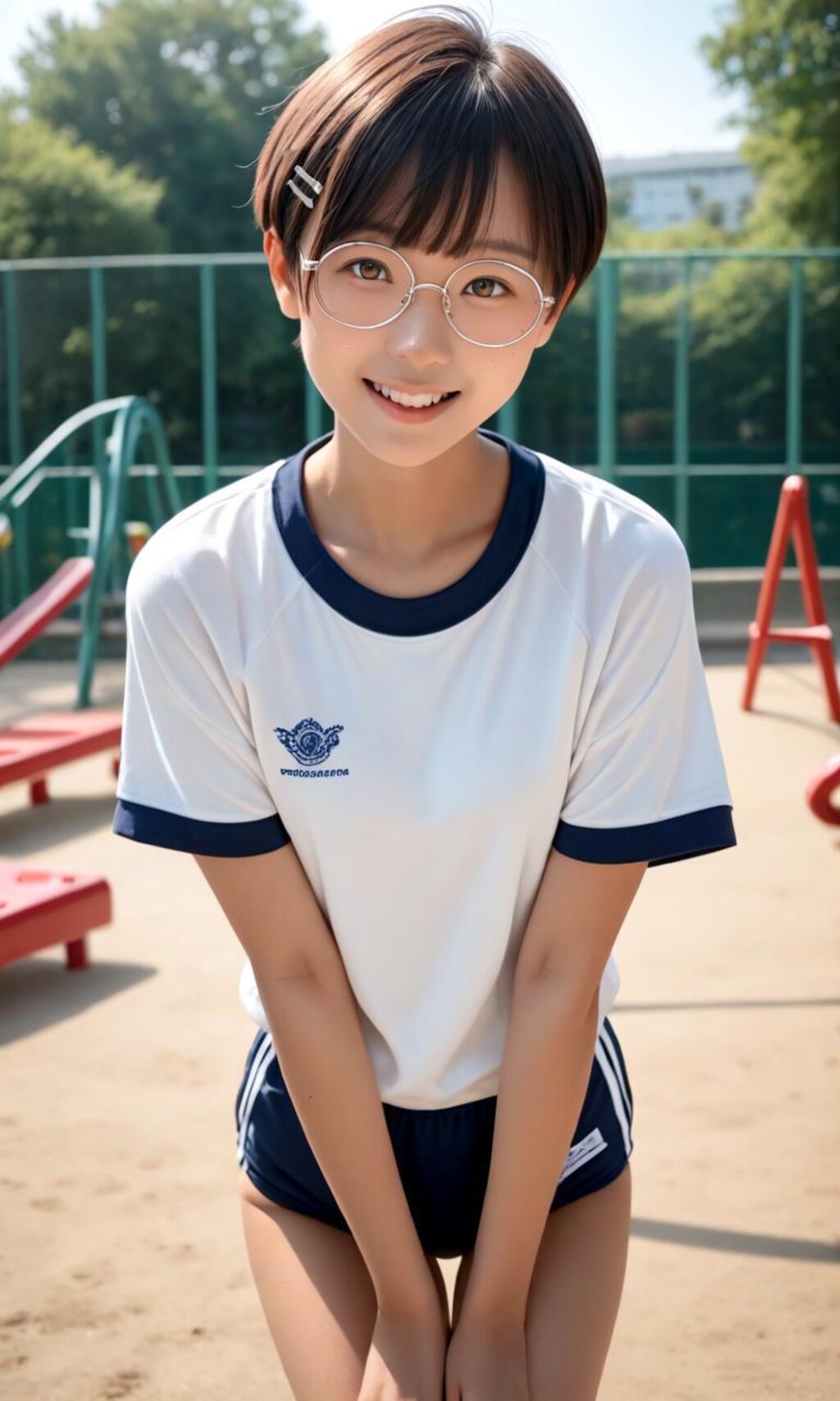 体操服の丸メガネ少女