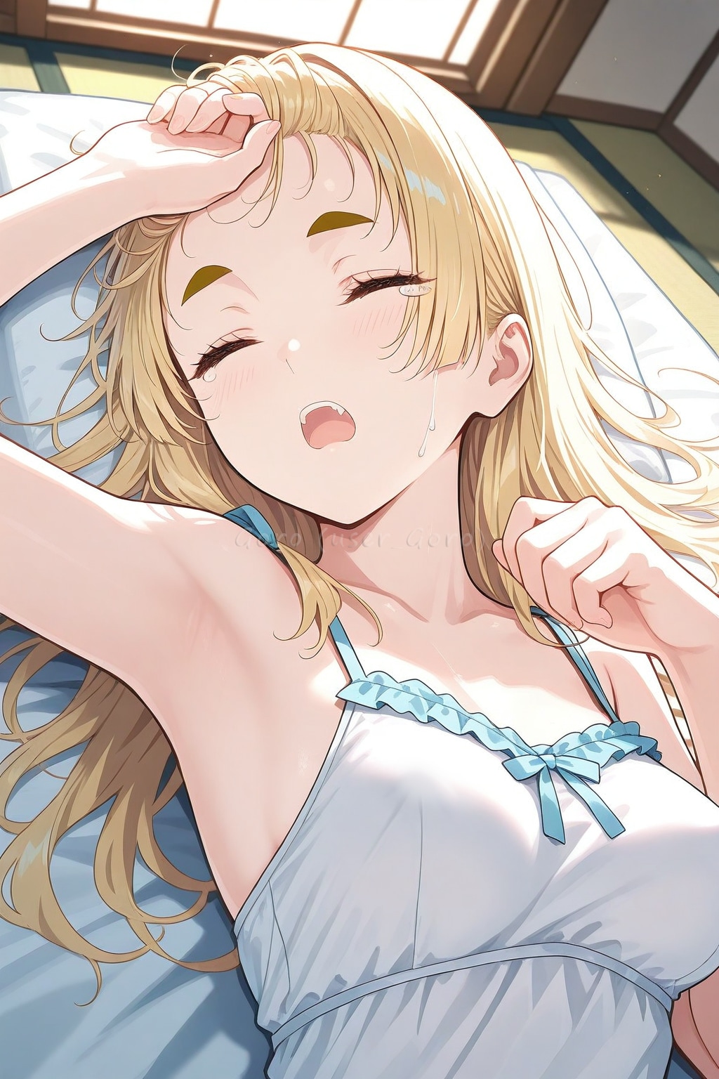 姫麻呂ぱっつん、おでこ出して昼寝