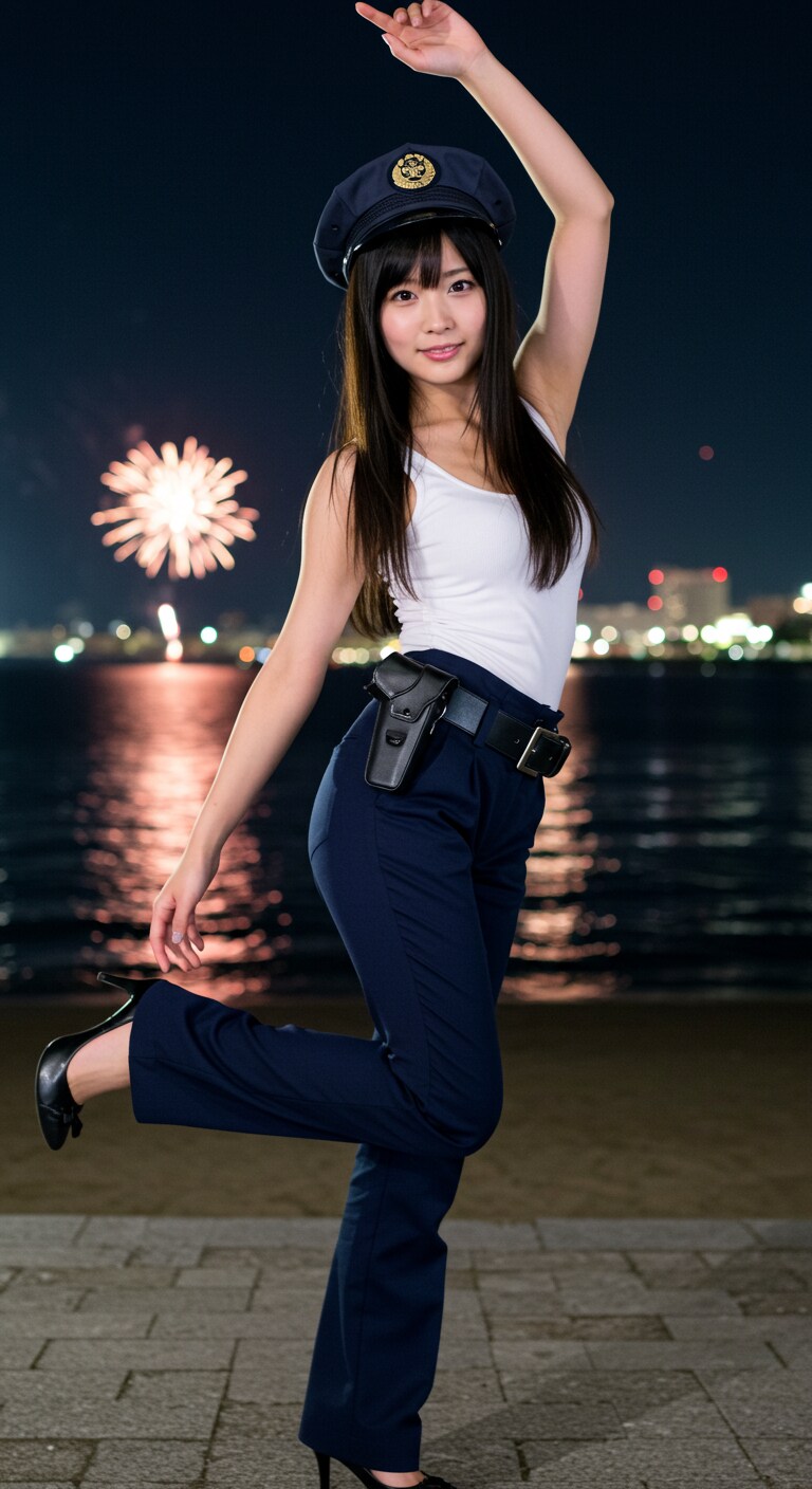 リアルかっこかわいい婦警の金沢まつり花火大会