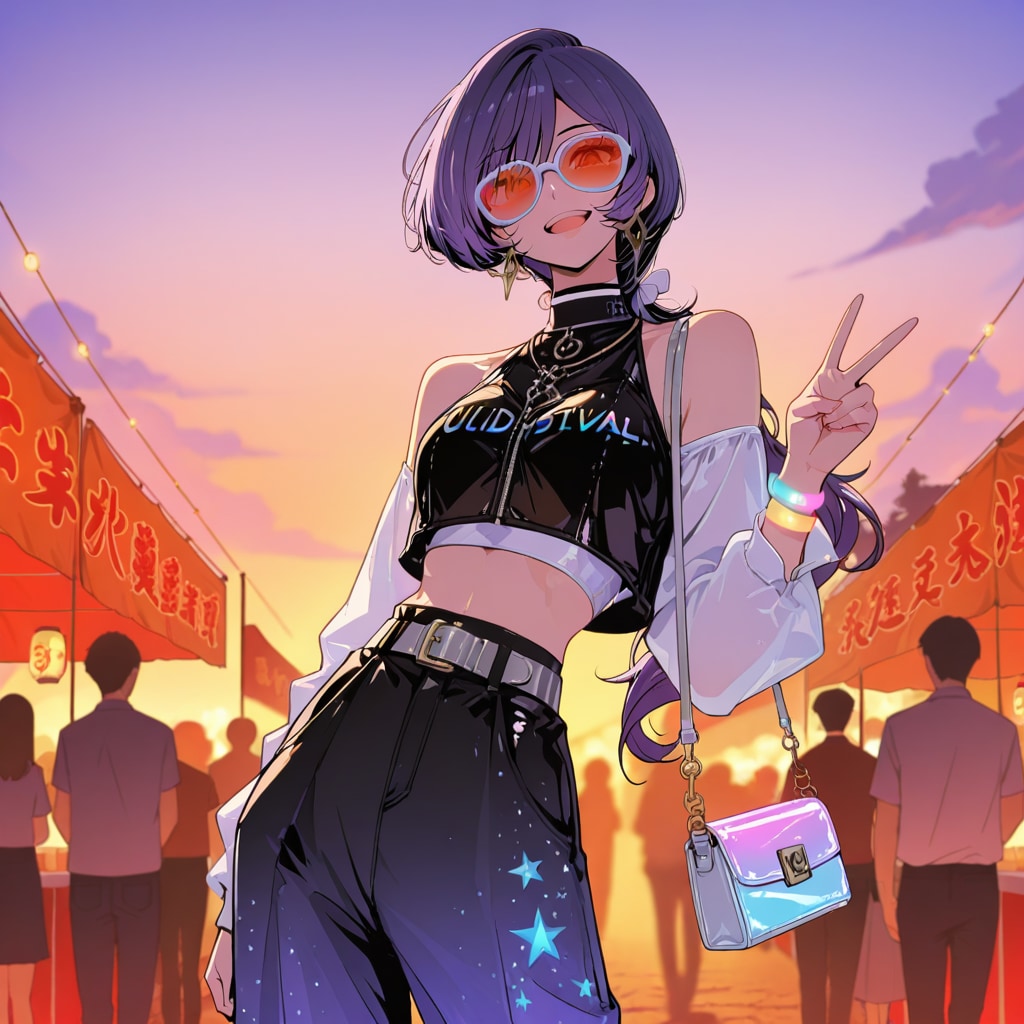 夕暮れフェスのネオンコーデ