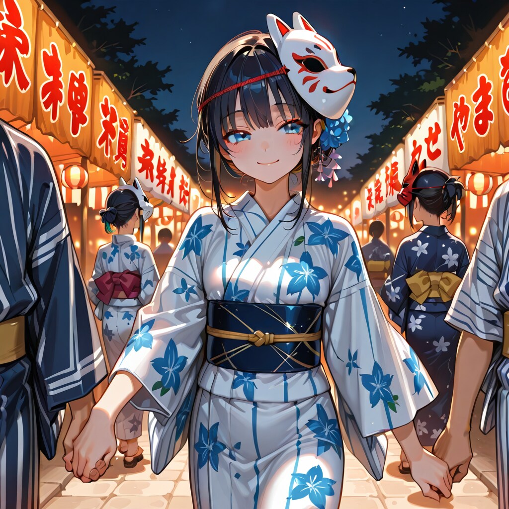 夏祭り手つなぎ