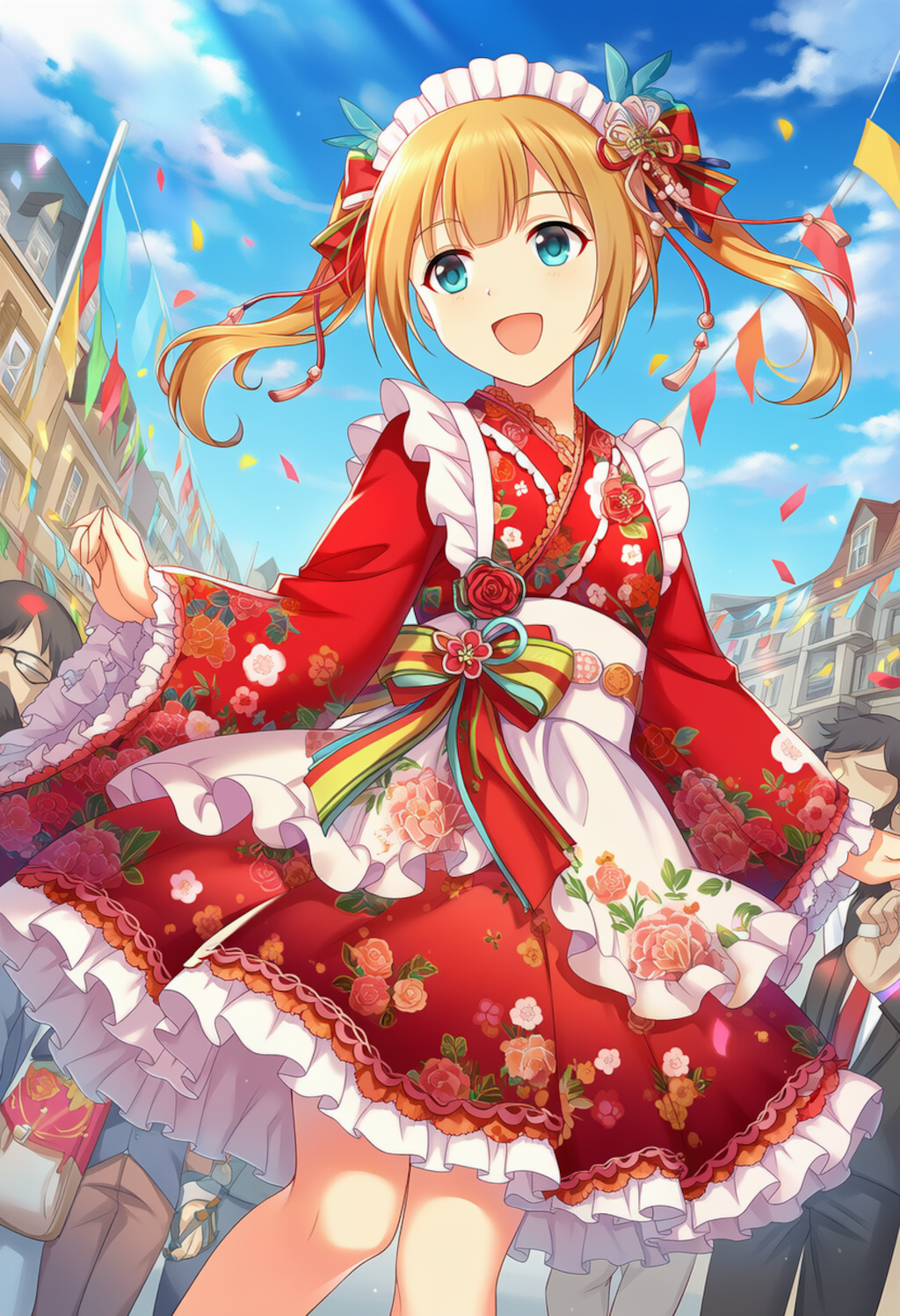 和風赤メイド