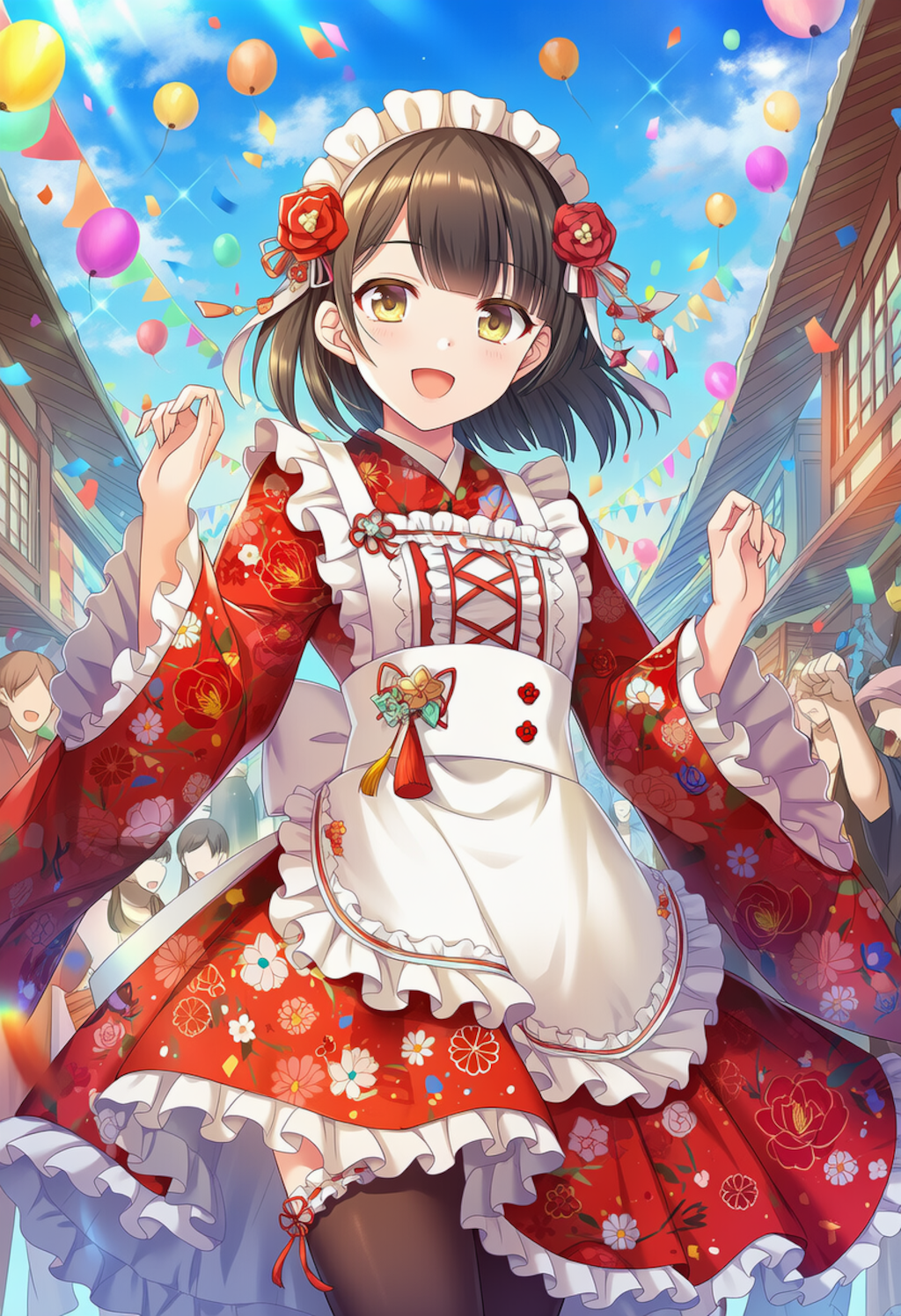 和風赤メイド