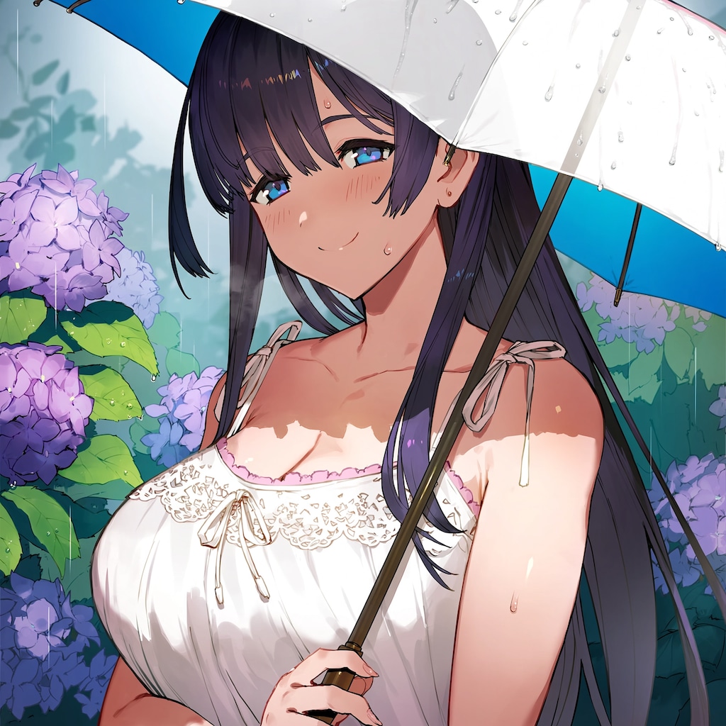 紫陽花と少女