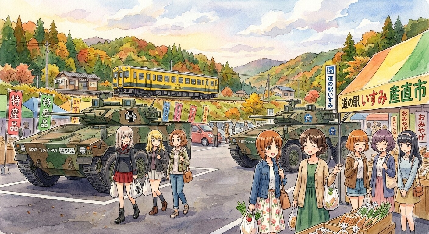 機動戦闘車がある風景（道の駅いすみ）
