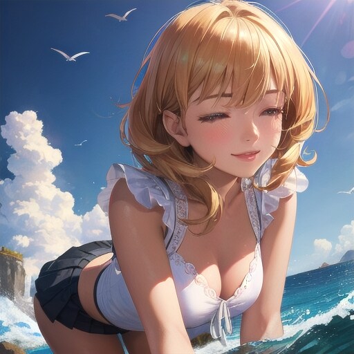 海に遊ぶロシア人