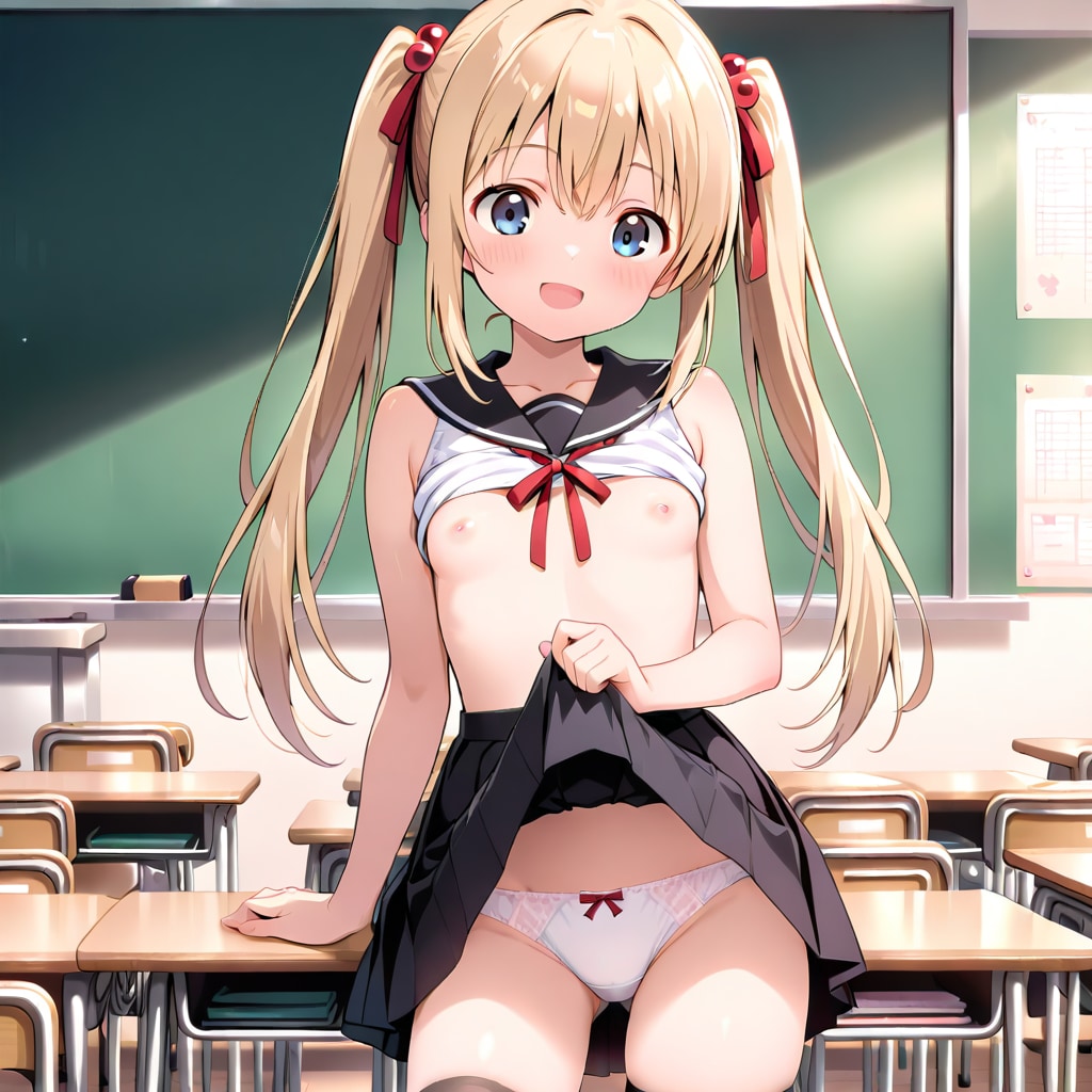 教室でパンチラ