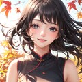 1 girl, happy, autumn, cheongsam, cheongsam hair, warm colors, extreme close-up, floating fallen lea 5枚目