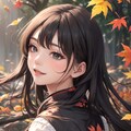 1 girl, happy, autumn, cheongsam, cheongsam hair, warm colors, extreme close-up, floating fallen lea 7枚目