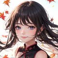 1 girl, happy, autumn, cheongsam, cheongsam hair, warm colors, extreme close-up, floating fallen lea 11枚目