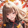 1 girl, happy, autumn, cheongsam, cheongsam hair, warm colors, extreme close-up, floating fallen lea 2枚目