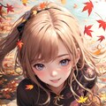1 girl, happy, autumn, cheongsam, cheongsam hair, warm colors, extreme close-up, floating fallen lea 8枚目