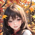 1 girl, happy, autumn, cheongsam, cheongsam hair, warm colors, extreme close-up, floating fallen lea 9枚目