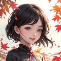 1 girl, happy, autumn, cheongsam, cheongsam hair, warm colors, extreme close-up, floating fallen lea 3枚目
