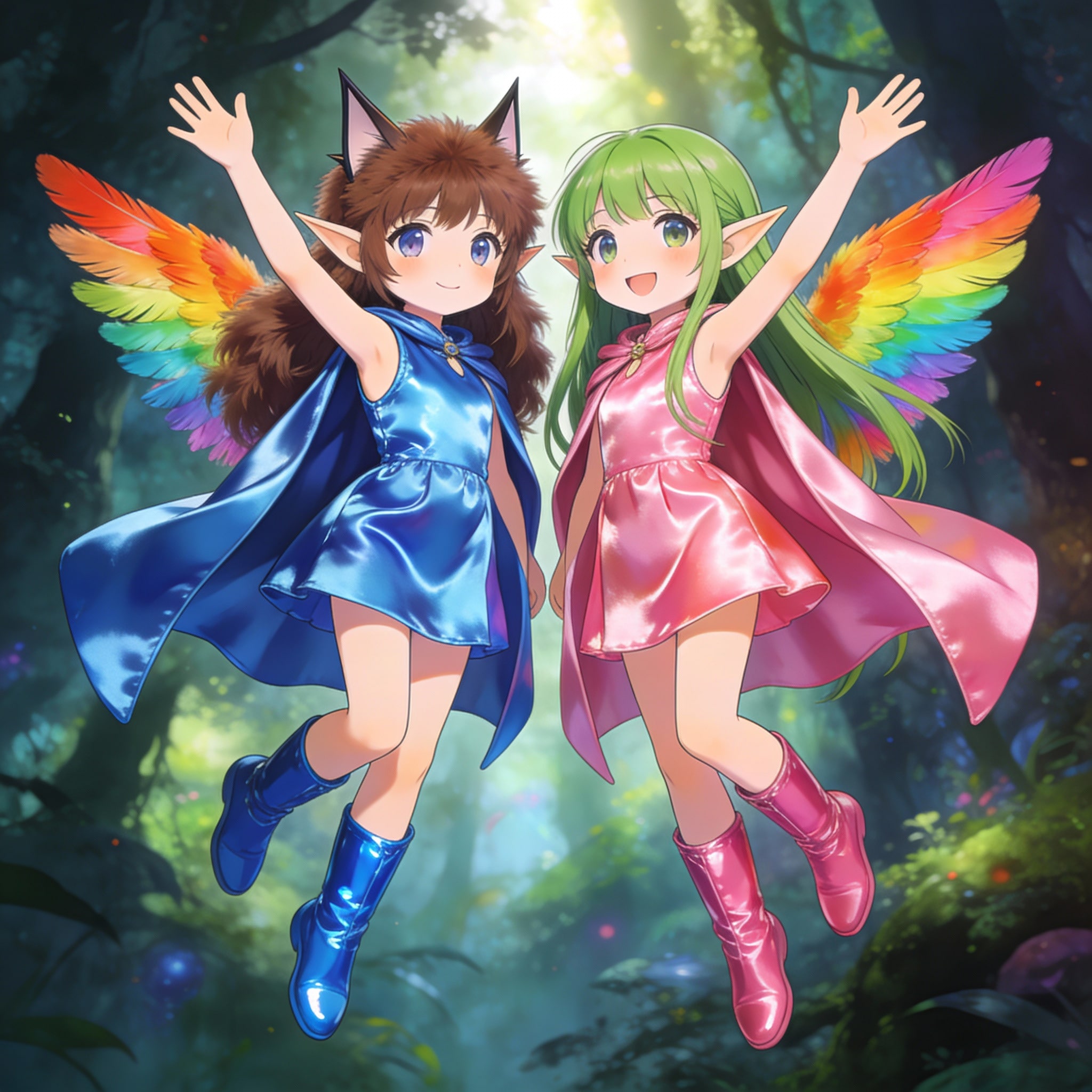 二人の仲良し妖精　ツーショット | の人気AIイラスト・グラビア