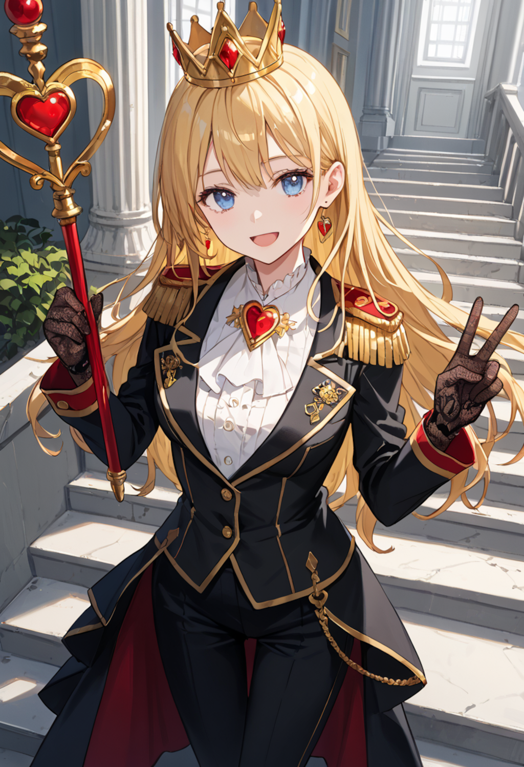 赤の女王コスを楽しんでる後輩ちゃん