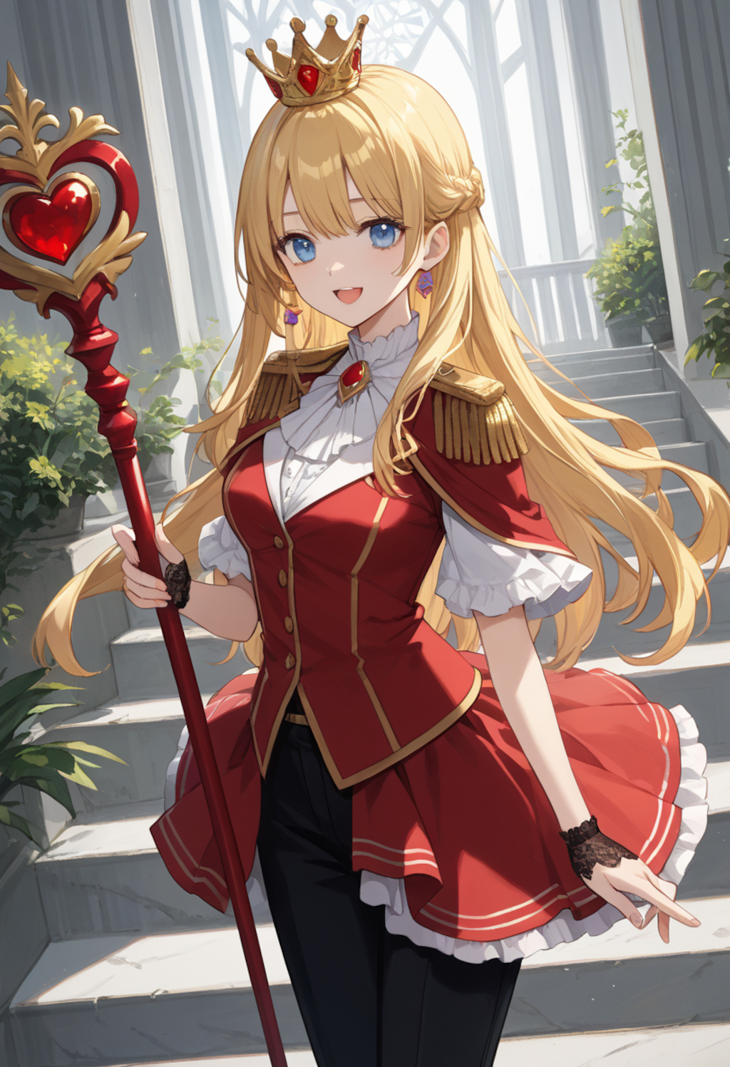 赤の女王コスを楽しんでる後輩ちゃん