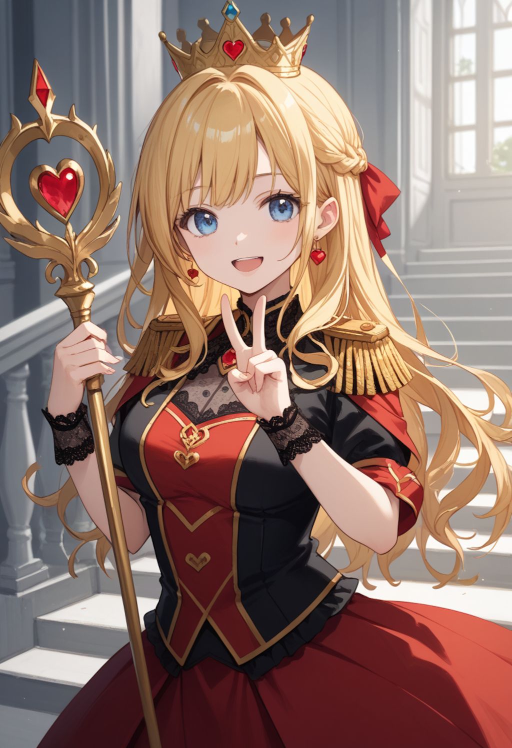 赤の女王コスを楽しんでる後輩ちゃん