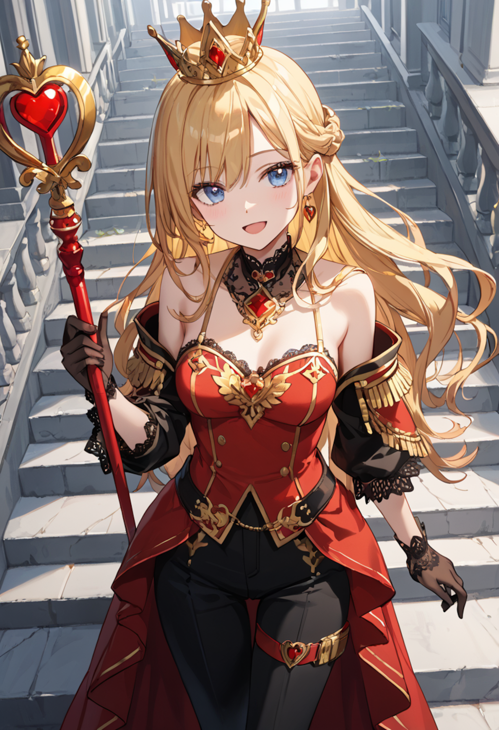 赤の女王コスを楽しんでる後輩ちゃん