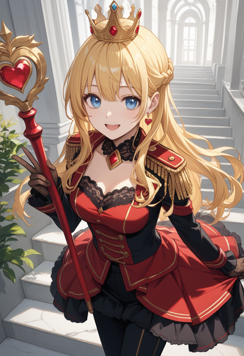 赤の女王コスを楽しんでる後輩ちゃん