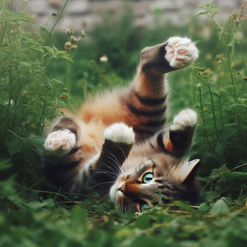 草むらに潜む猫