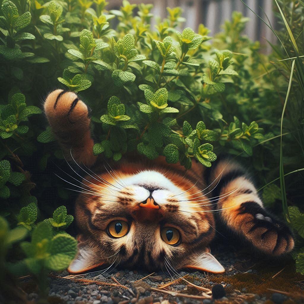 草むらに潜む猫