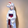 白狐のお面の女性 3枚目