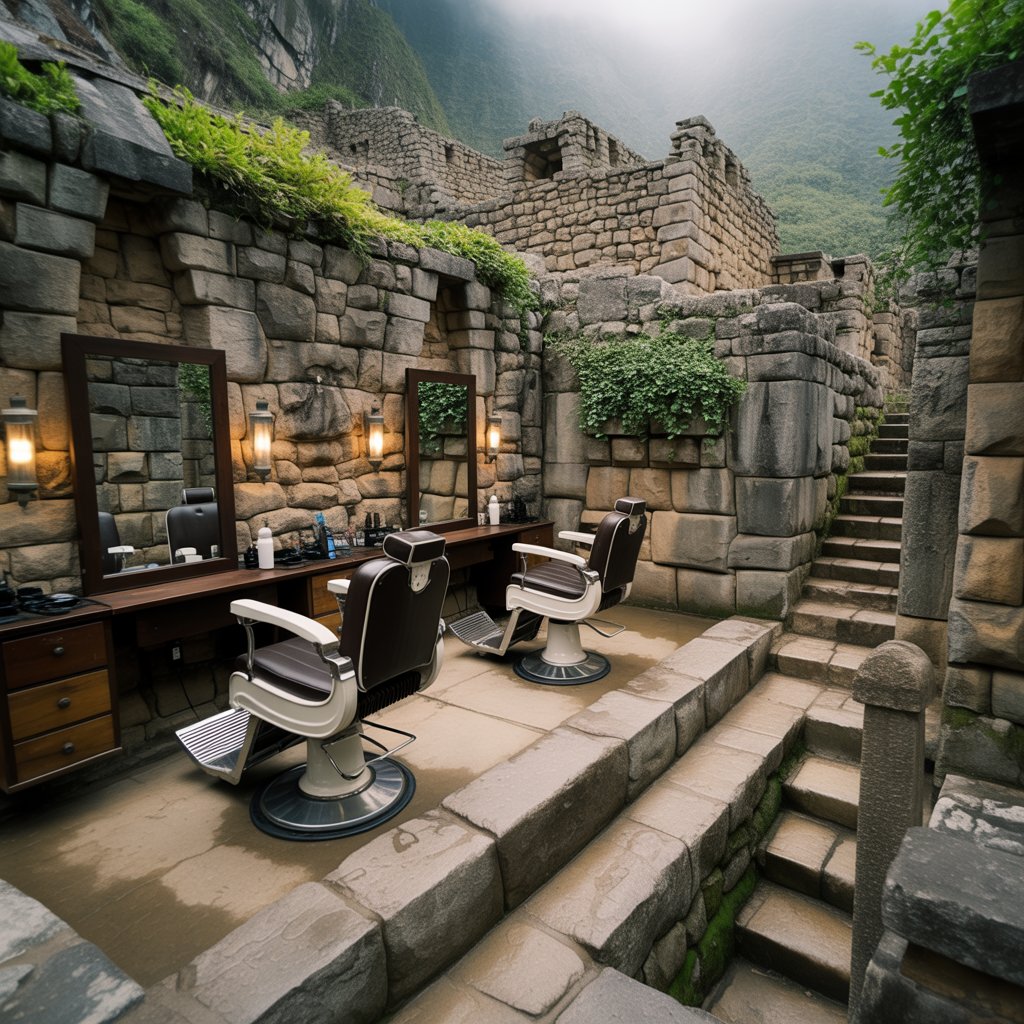 マチュピチュ遺跡風の床屋 | の人気AIイラスト・グラビア