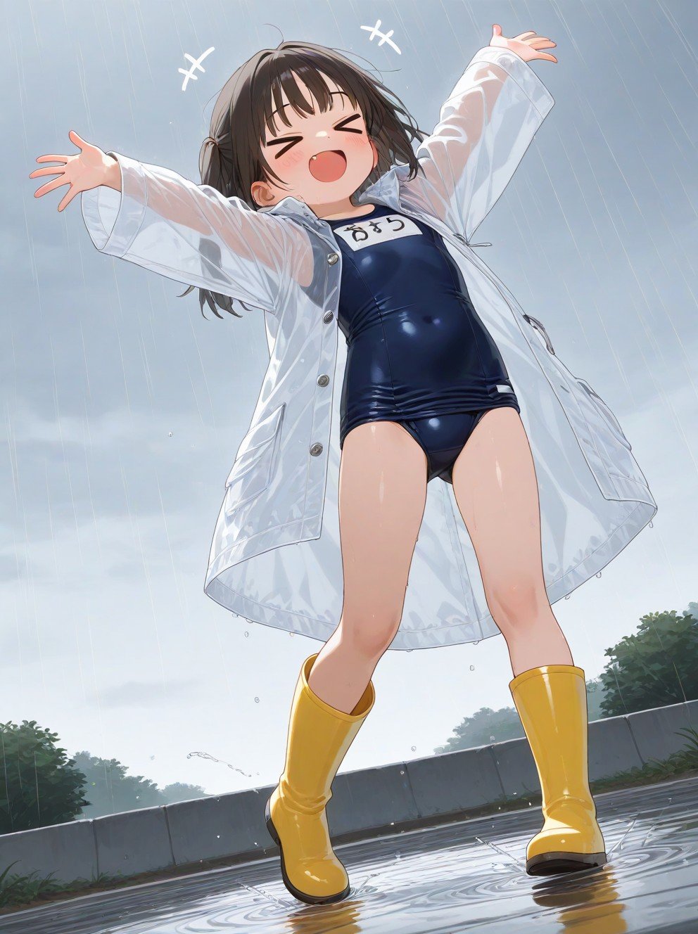 スク水レインコート