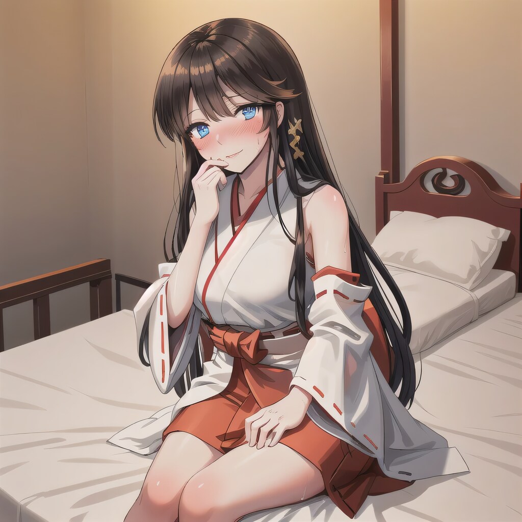 黒髪ロングで巫女服の少女１８