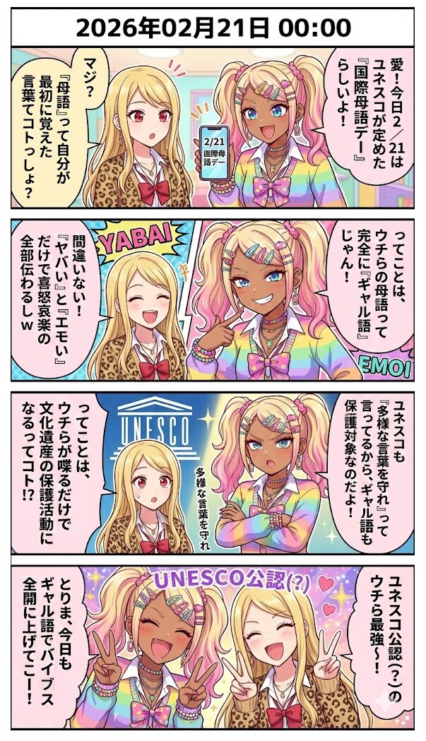 「ギャル語」も多様な母語　毎日漫画0時