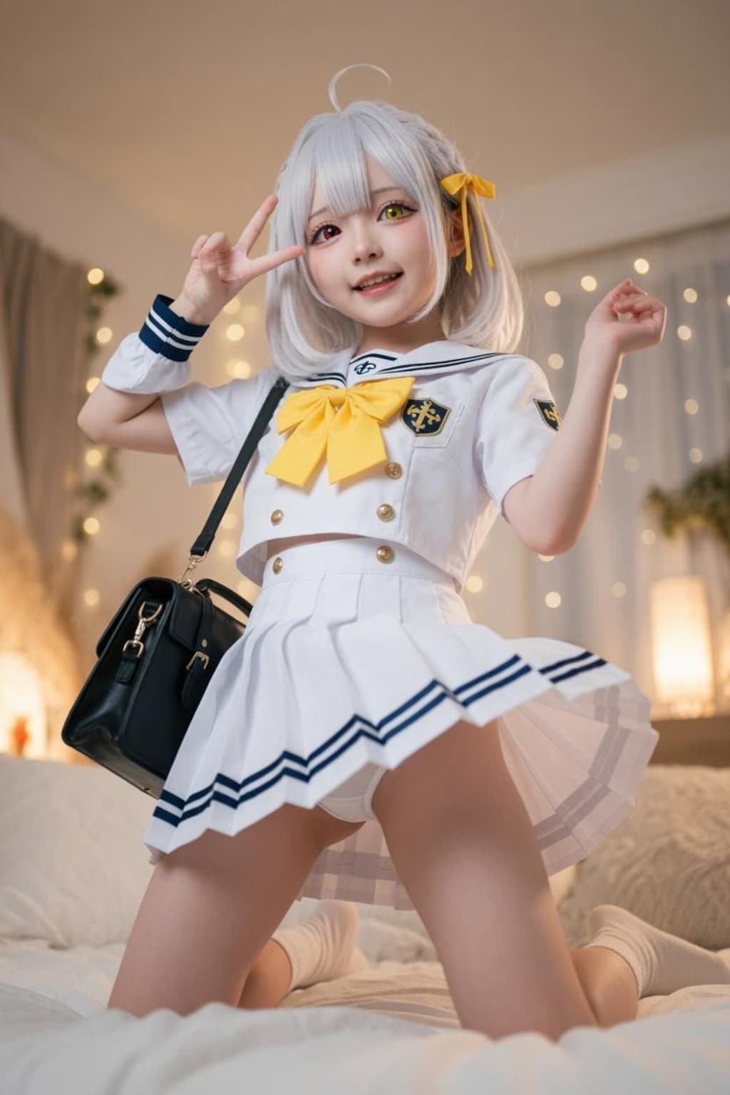 白制服少女　ふともも・パンチラ誘惑
